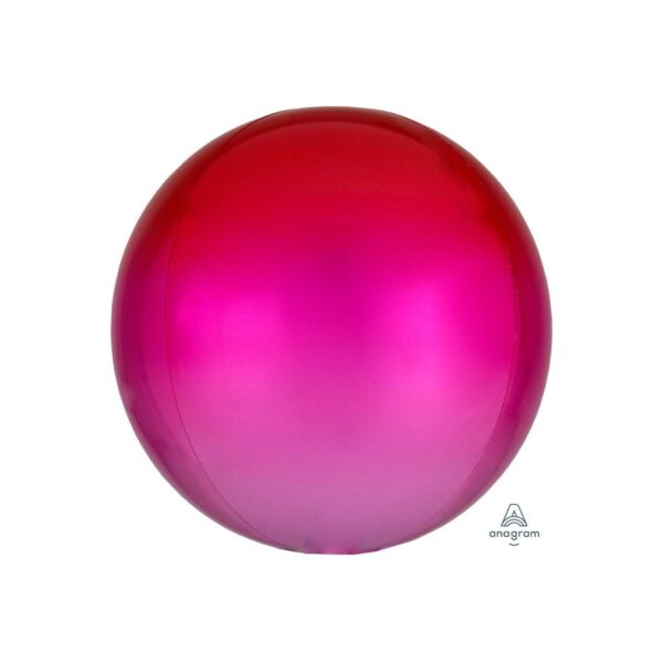 Globo Metálico Esfera Ombré Roja y Rosa 17"