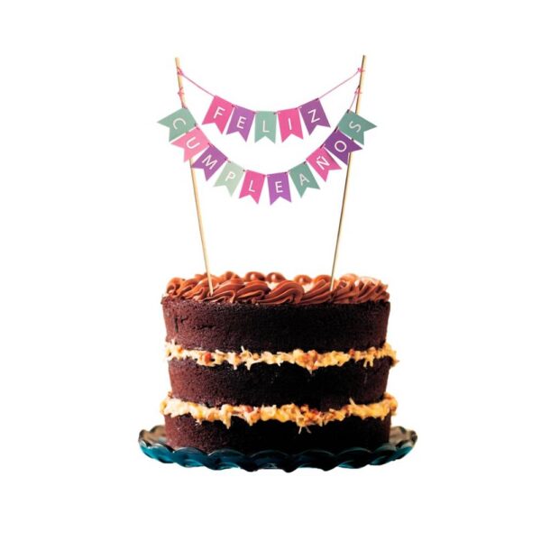 Cake Topper Feliz Cumpleaños Multicolor Pastel