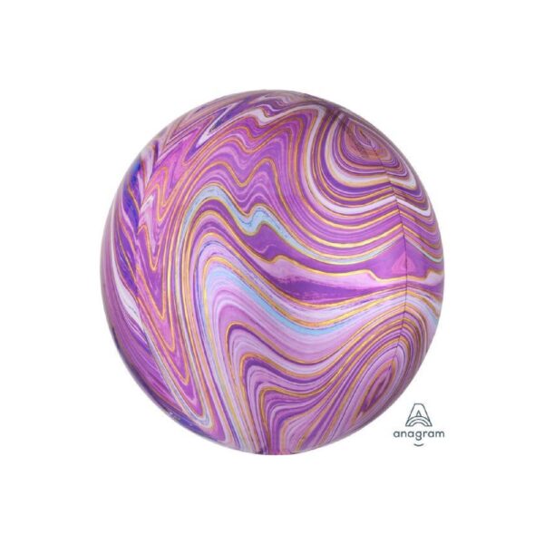 Globo Metálico Esfera Marmoleada Morada 17"