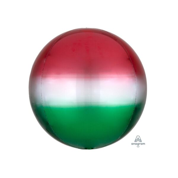Globo Metálico Esfera Ombré Roja y Verde 17"