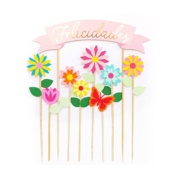 Cake Topper Felicidades Flores