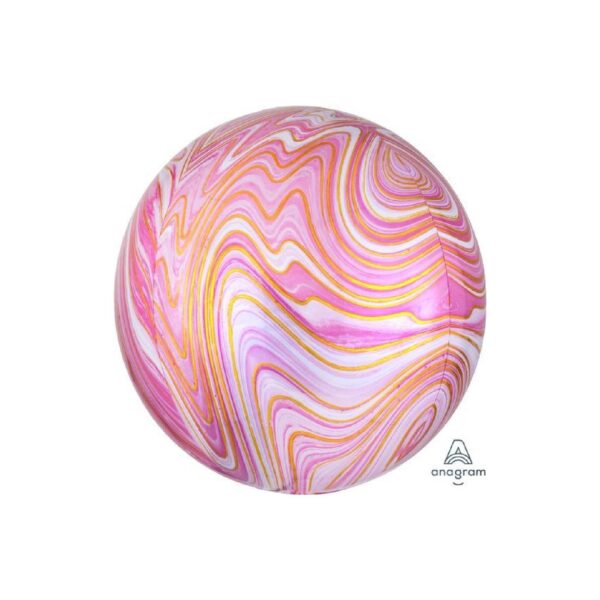 Globo Metálico Esfera Marmoleada Rosa 17"