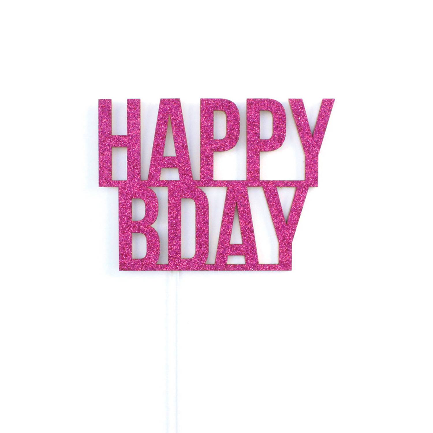 Cake Topper HBD Glitter Rosa