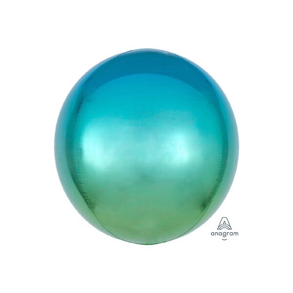 Globo Metálico Esfera Ombré Azul y Verde 17"