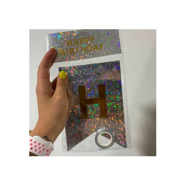 Letrero HBD Holográfico Plata