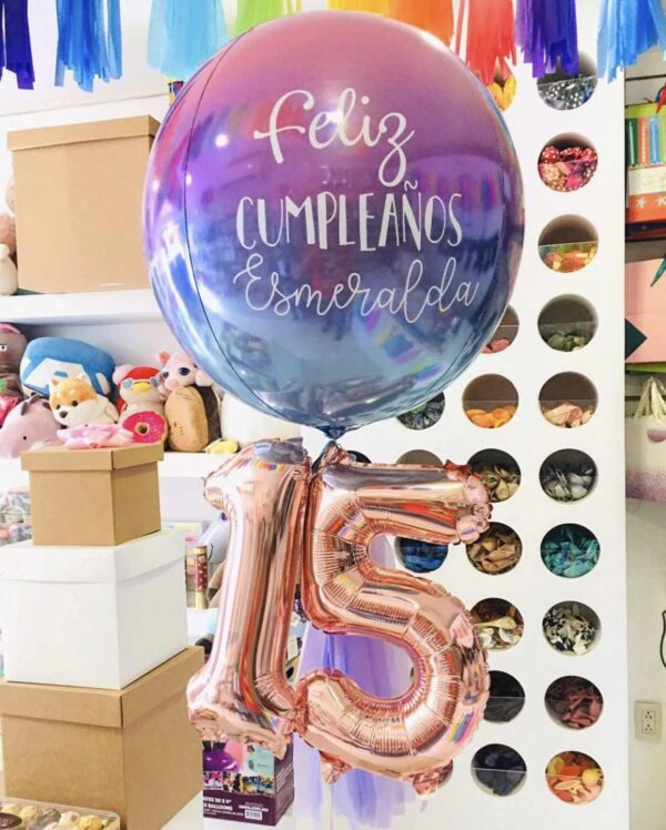 Globo Metálico Esfera Ombré Morado y Azul 17" - Imagen 2