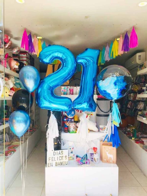 Globo de Número Grande Azul Metálico - Imagen 3