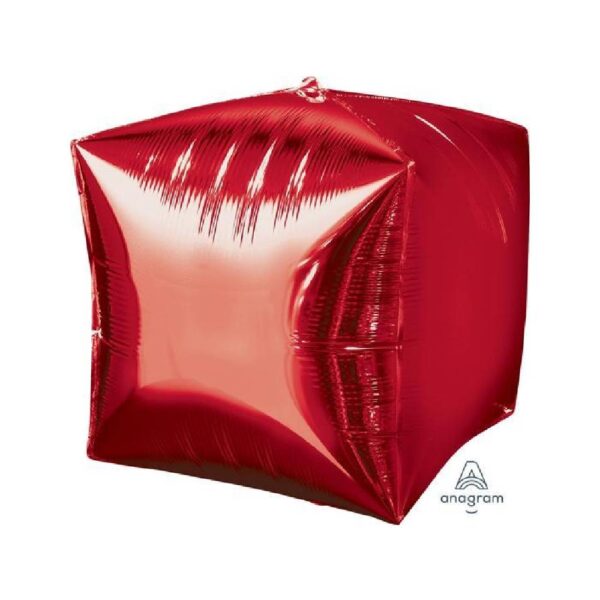 Globo Metálico Cubo Rojo 17"